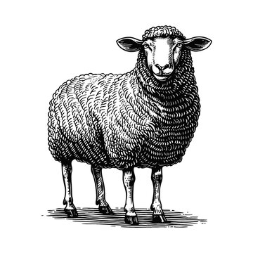 recommend clip art: sheep engraving black and white outline