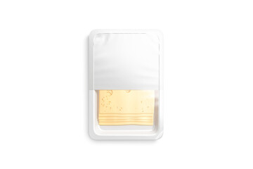 Blank white transparent cheese pack mockup, top view