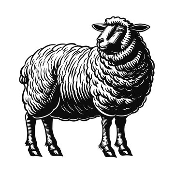 recommend clip art: sheep engraving black and white outline