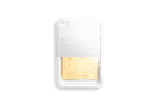 Blank white transparent cheese pack mockup, top view