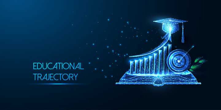 Educational trajectory, successful education journey, academic achievment, growth futuristic concept