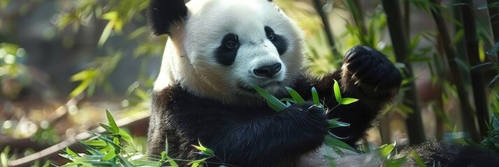 Panda Relaxing on Green Grass