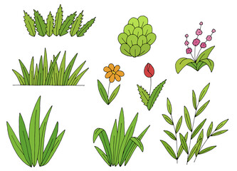 Grass set graphic color isolated sketch illustration vector 