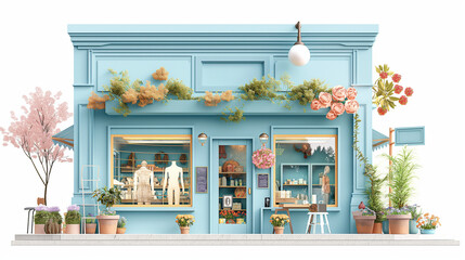 3D rendering of a boutique retail store Used in marketing materials, websites and mobile applications, 3D models, illustrations, vectors,