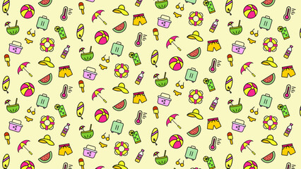 summer party seamless pattern, vector illustration coloured