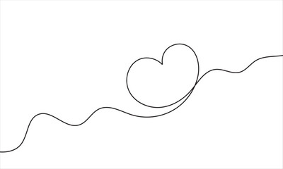 Single doodle heart continuous wavy line art drawing on white background.  vector. EPS 10