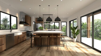 Modern kitchen design in a restored home  AI generated illustration