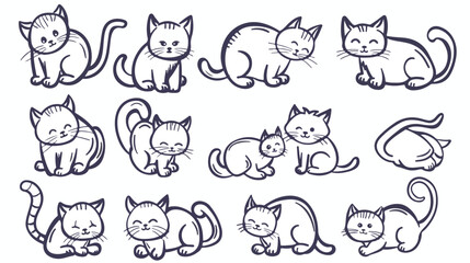 Cats icons collection. Vector illustration of cute fu