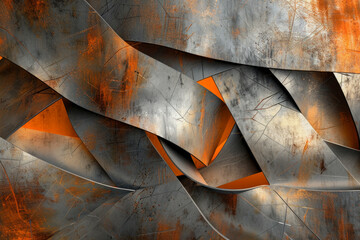 Angular metallic forms twist and overlap with calculated precision, reflecting the relentless rhythm of modern industry. 