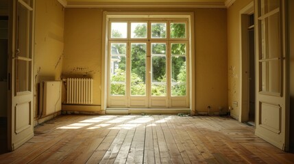 Fototapeta premium Old interior of a newly renovated house AI generated illustration