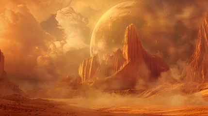 Schilderijen op glas Mars desert like fantasy landscape © UsamaR