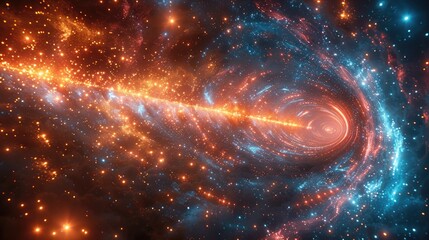 Neon grids pulsating against a backdrop of deep space nebulae