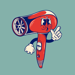 Retro character design of the hair dryer