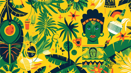 Colorful poster with symbols of Brazil 