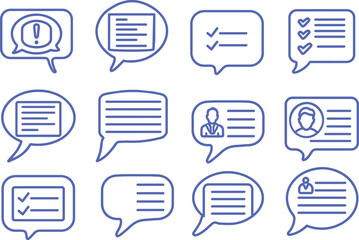 Set of flat speech bubble, communication icon, vector illustration.