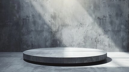 A modern gray podium featuring minimalist architecture, suitable for product showcase.