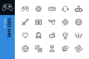 シンプルなビデオゲームの線画アイコン