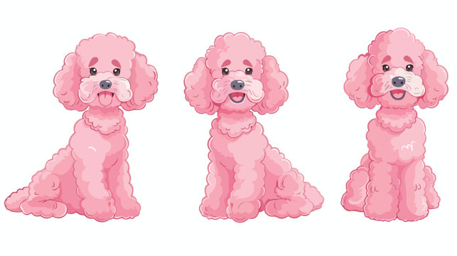 Cute animals character Pink poodle puppy haircut style 