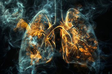 poumons humains complètement saturer pour des fumées de pollution et tabagisme - obrazy, fototapety, plakaty