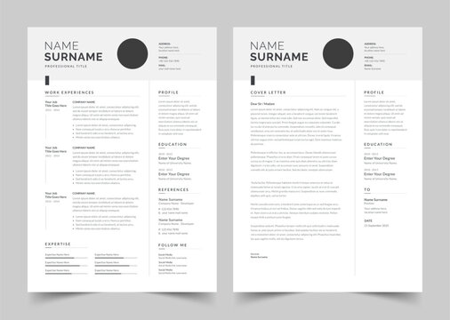Elegant resume template, Minimalist Resume and Cover Letter Set