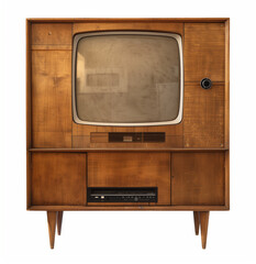 vintage tv set isolated on white background.Minimal creative vintage technological concept.