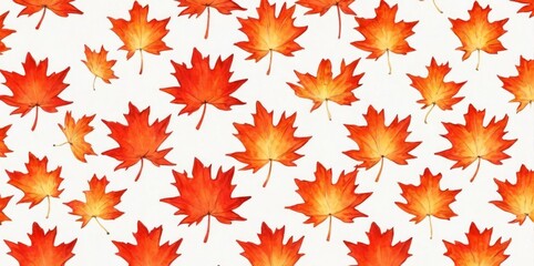 Watercolor Illustration of a Maple Leaf Pattern