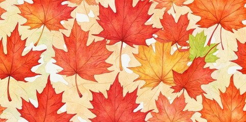 Watercolor Illustration of a Maple Leaf Pattern