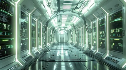 Fototapeta premium A sci-fi looking and futuristic data storage system. Generative AI.
