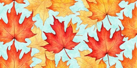 Watercolor Illustration of a Maple Leaf Pattern