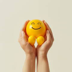 Happy emoji.Minimal creative emotional concept.
