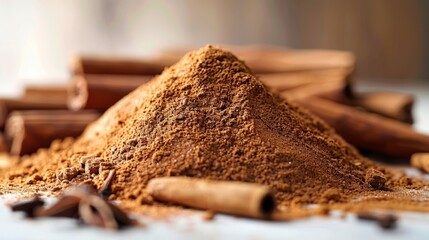 Ceylon Cinnamon Powder Spice Seasoning Isolated Generative AI - obrazy, fototapety, plakaty
