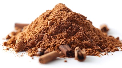 Ground Cinnamon Spice Powder Pile Isolated Generative AI