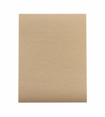 Blank kraft notebook sheet isolated on white, top view