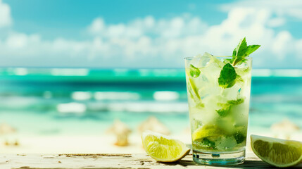 Mojito cocktail on tropical beach