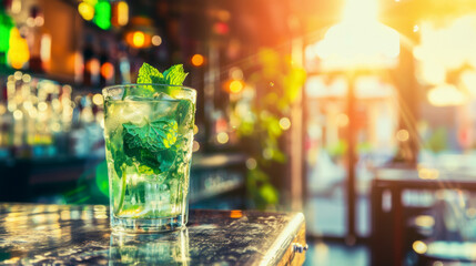 Mojito cocktail on bar counter