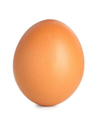 One raw chicken egg isolated on white