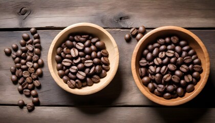 Fototapeta premium coffee beans in glass chrome bowls coffee beans spilled 