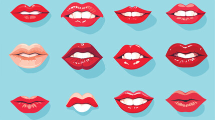 Glamour female lips set illustration. Open or close