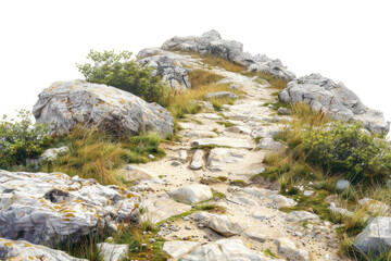 Mountain path isolated on white background.