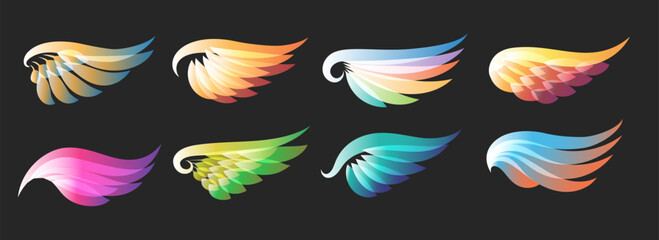 Colored cartoon wings
