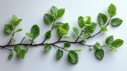 Evergreen Boxwood Foliage Twig on Pristine White Generative AI - obrazy, fototapety, plakaty
