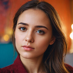 Fototapeta premium Pretty woman looks at the camera