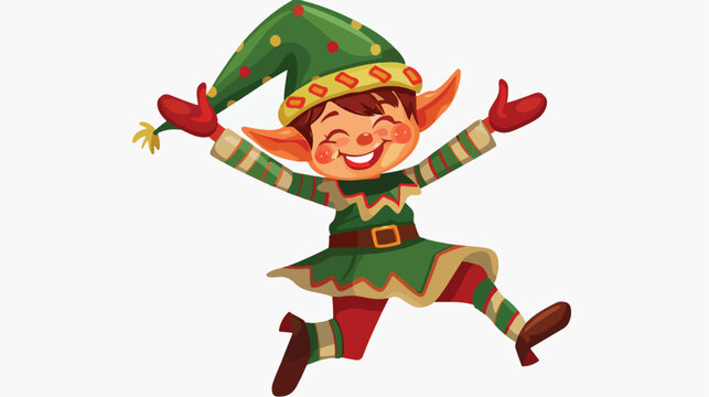 Cheerful a Christmas elf. Vector clip-art illustration
