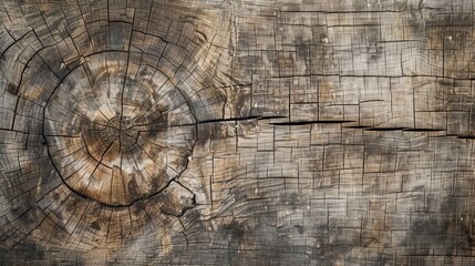 Fototapeta premium Texture of weathered wood with cracked stump aged wooden surface in brown vintage background for artistic projects