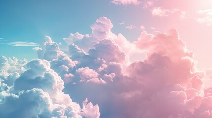 Soft pastel-hued clouds in a dreamy sky  AI generated illustration - obrazy, fototapety, plakaty