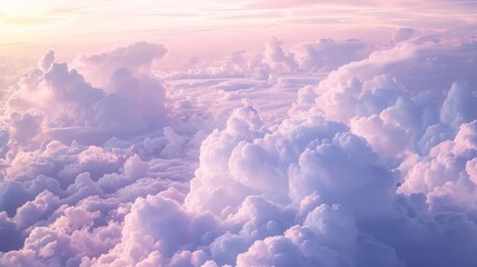 Soft pastel-hued clouds in a dreamy sky  AI generated illustration - obrazy, fototapety, plakaty