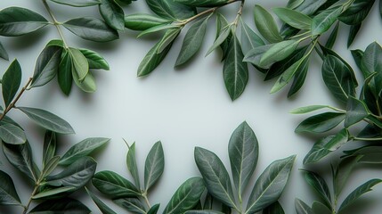 Olive Branch with Fresh Green Foliage Generative AI - obrazy, fototapety, plakaty