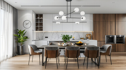 Modern interior design of apartment dining room 