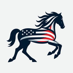 Horse Wear USA Top Hat, 4th of July patriotic American flag, Cartoon Clipart Vector illustration, Independence day themed Mascot Logo Character Design, presidential election
