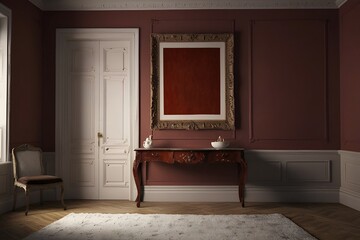 red room with chair for art mockup